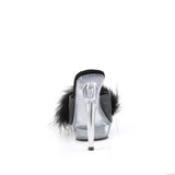 SULTRY-601F  Black Pu-Marabou Fur/Clear