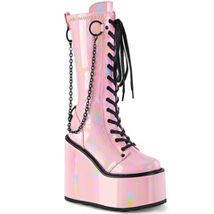 SWING-150  Baby Pink Holographic Stretch Patent