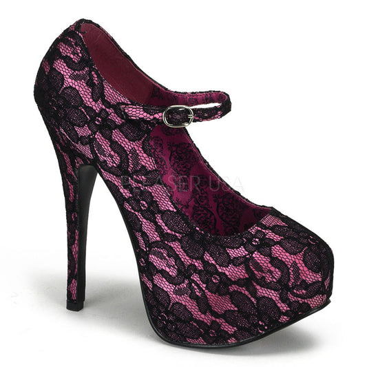 TEEZE-07L  Hot Pink Satin-Black Lace