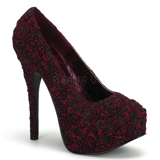TEEZE-39  Burgundy Floral Satin