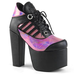 TORMENT-216  Black Vegan Leather-Pink Hologram