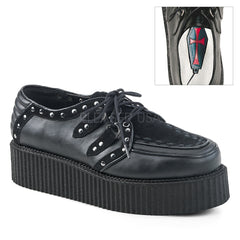 V-CREEPER-535  Black Vegan Leather-Vegan Suede