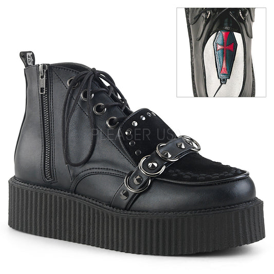 V-CREEPER-555  Black Vegan Leather-Faux Suede