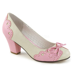 WIGGLE-17  Cream-Pink Faux Leather